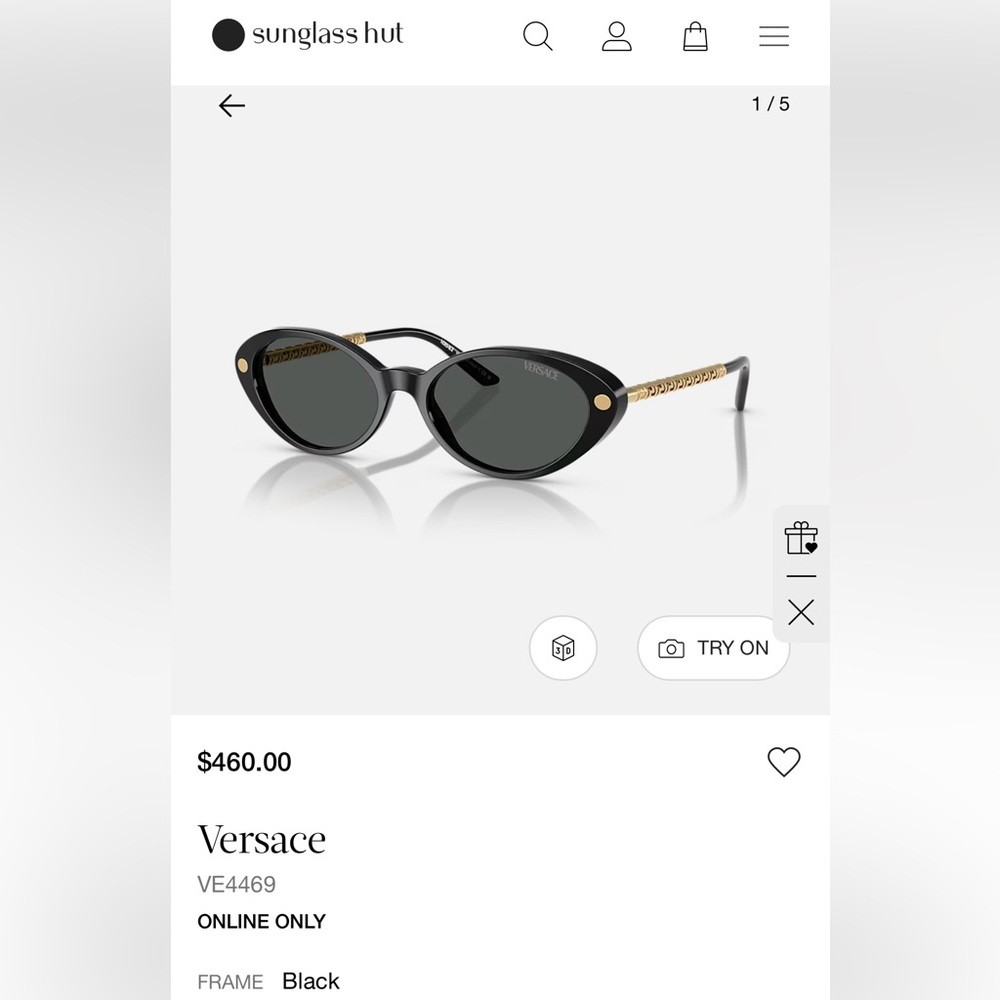 Versace Women's Sunglasses in Black with Gold Detail